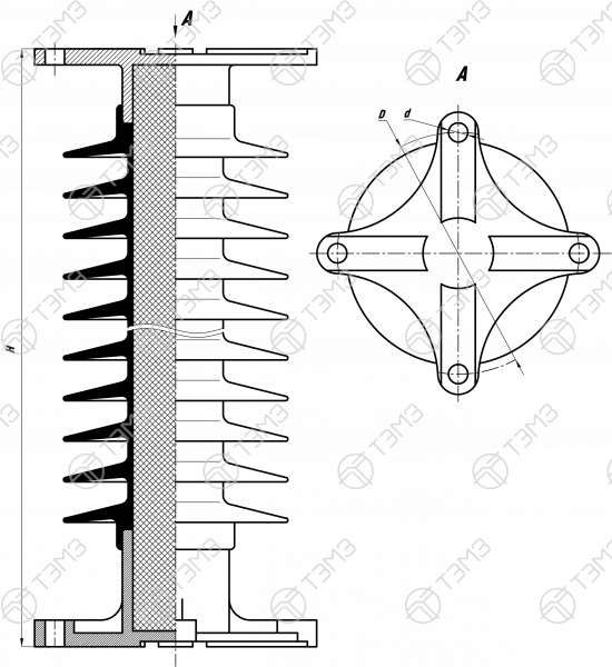 Изоляторы опорные стержневые типа ОСК 10(12,5)-110 Изоляторы опорные стержневые типа ОСК 10(12,5)-110