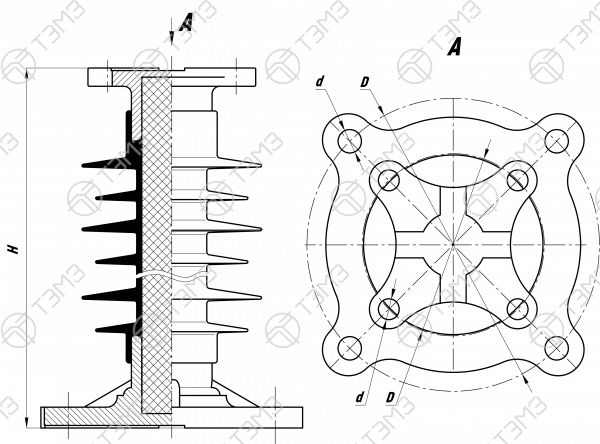 Изоляторы опорные стержневые типа ОСК 8(10,12.5)-35 Изоляторы опорные стержневые типа ОСК 8(10,12.5)-35